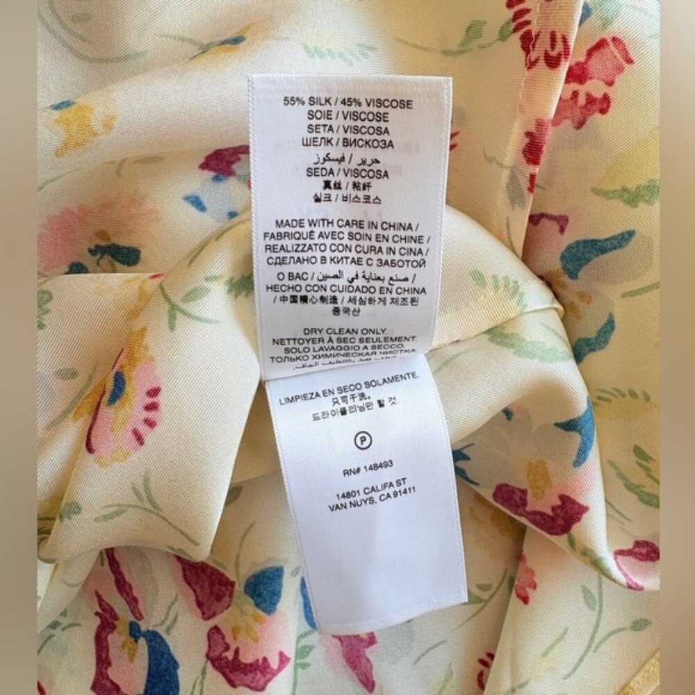 NEW DOEN Valerine SIlk Blend Dress Windswept Blooms Cream Floral | US XS - Picture 15 of 16